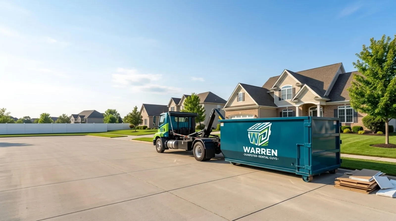 Commercial roll-off dumpster at a Warren, MI business property