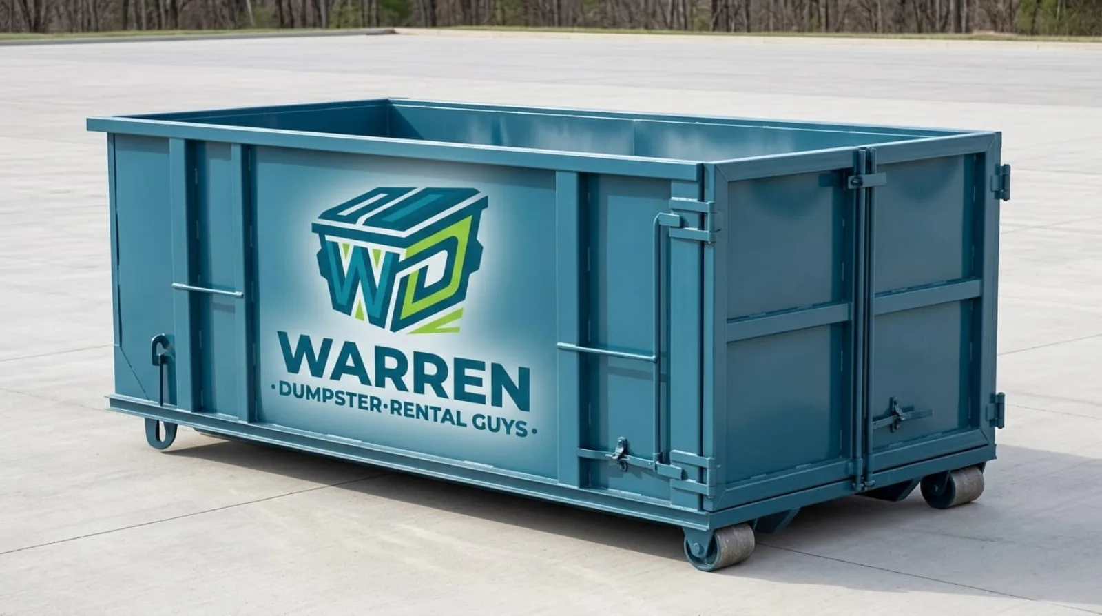 The Warren Dumpster Rental Guys team beside a delivery truck in Warren, MI