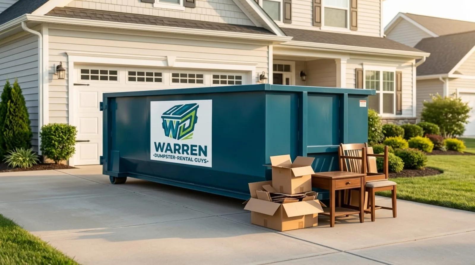 Dumpster used for junk removal and a house cleanout in Warren, MI